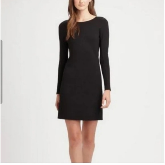 Theory ONITIA PRYOR long sleeve crew neck slits front black dress size L - Picture 1 of 13